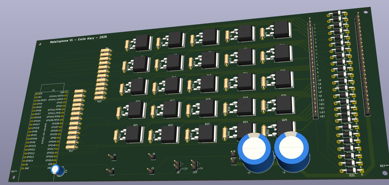 Métallophone – PCB 3D render